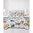 thumbnail image 2 of Quilts Queen Size Bedding Set, Cat Lightweight Quilted Comforter, Funny Cute Fish Leaves Bubble Soft Reversible Bedspread Coverlet with Pillow Covers for All Season, 90" x 96", 2 of 7