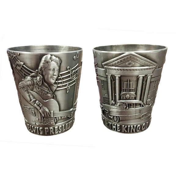 Elvis Presley shot glass pewter mansion car