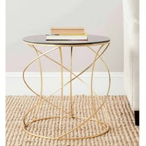 SAFAVIEH Cagney 21 in. H Round Glass Top Accent Table, Gold/Black