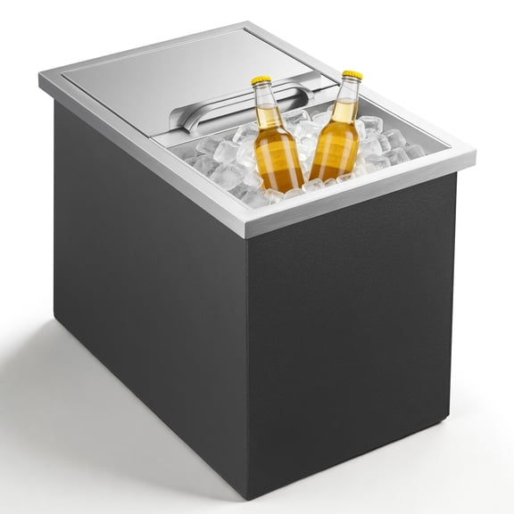 JOEAONZ 28Qt Stainless Steel Drop-In Ice Chest, Built-in Sliding Lid, Outdoor Kitchen Patio Bar Cooler