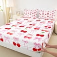 thumbnail image 4 of Erosebridal Pink Bowknot Bed Sheets For Girls,Red Kawaii Cherries King Sheets For Kids 4-Piece, 4 of 6