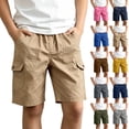 thumbnail image 2 of Zwiiyzr 3-15Y Kids Boys Half Cargo Shorts Summer Solid Color Loose Kids Cargo Pants Casual Shorts for Boys Comfortable Summer Khaki, 2 of 8