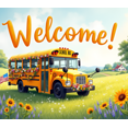 thumbnail image 3 of Watercolor Style Welcome Banner with Yellow School Bus and Floral Elements Backdrop Decorations for School Events Party Openings Community Gatherings and Classroom Decor, 3 of 3