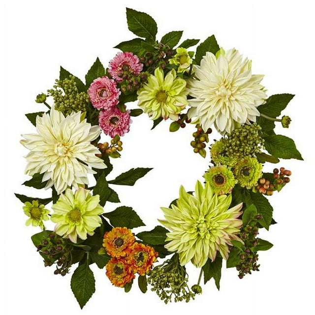 Nearly Natural 4583 Couronne de Maman Dahlia de 22 Po