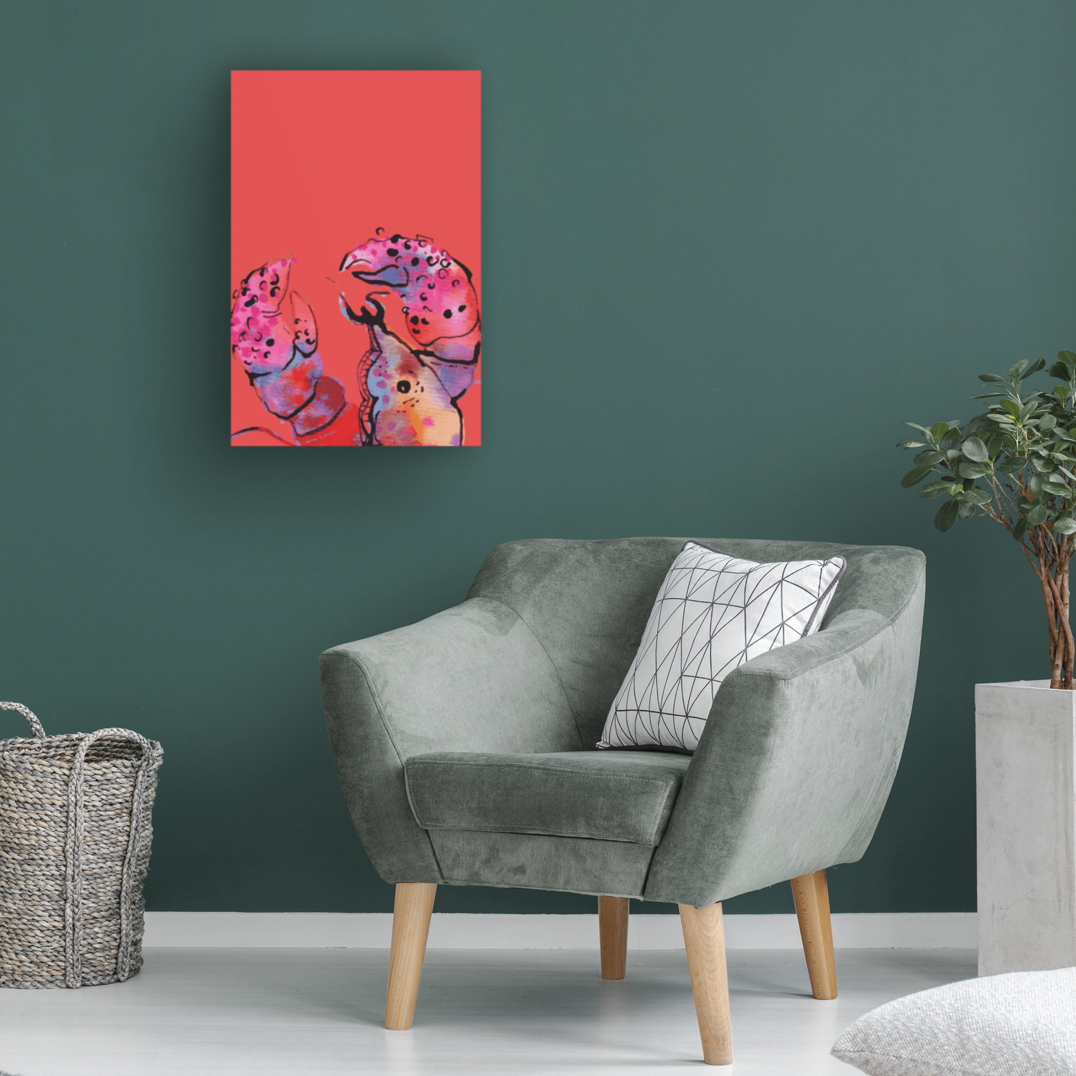 Trademark Fine Art Ania Zwara  Rainbow Lobster On Red Canvas Wall Art
