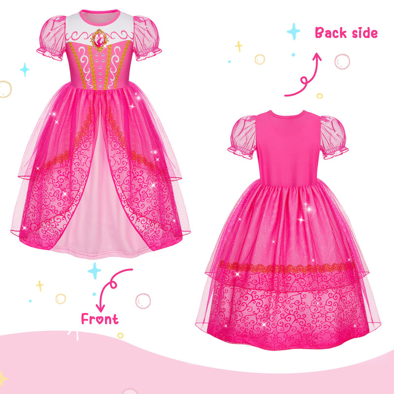 Jurebecia Girls Princess Sleeping Beauty Costume Dress photo 6