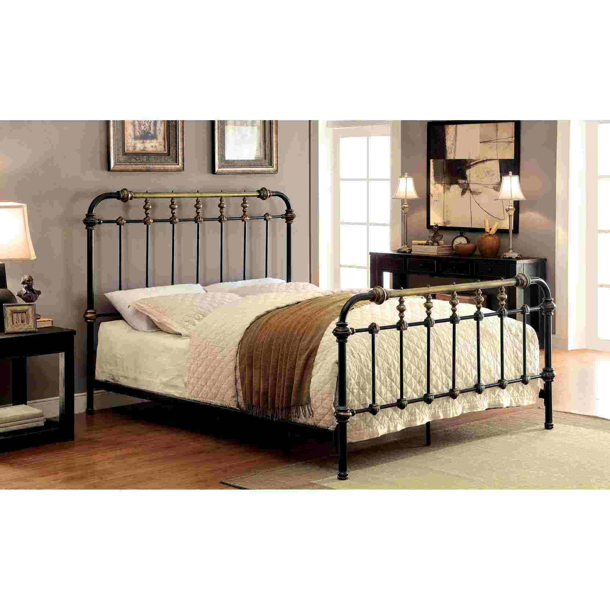 Furniture Of America Florinda Modern Spindle Design Black With Gold Accents Bed Multiple Sizes Walmart Com