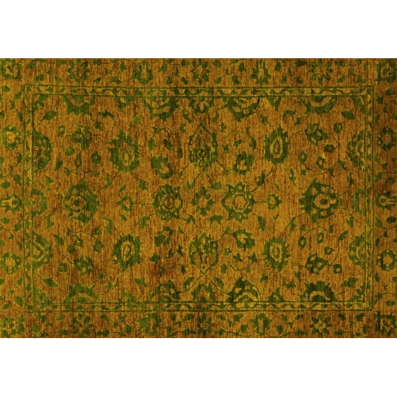 Ahgly Company Machine Washable Indoor Rectangle Abstract Yellow Modern Area Rugs, 7' x 9'