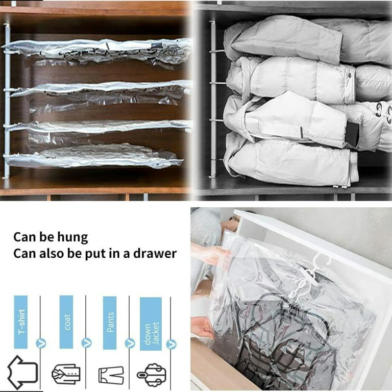 TAILI Hanging Vacuum Storage Bags Space Saver Bags, Set of 4 (2 Long, 2  Short),Clear Vacuum Sealer Bags for Clothing, Suits and Jackets, Closet
