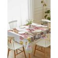 thumbnail image 2 of Easter Bunny Eggs Rectangle Tablecloth, Spring Tulips Rustic Rabbits Colorful Plaid Waterproof & StainResistant Tablecloth, Washable Oil-proof Table Cover for Dining/Party/Wedding/Buffet 52x70 In, 2 of 9