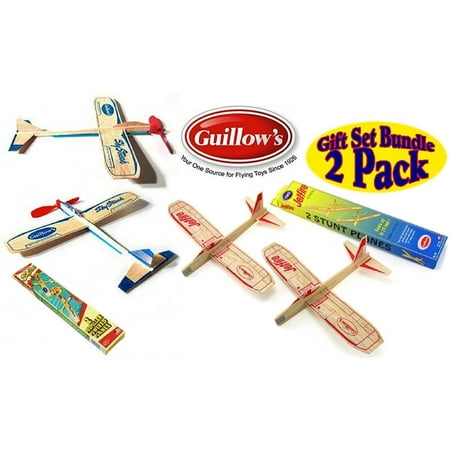 Guillows Balsa Wood Gliders Jetfire Twin Pack & Sky Streak Twin Pack Gift Set Bundle - (4 Planes Total) by