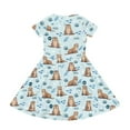 thumbnail image 3 of Uourmeti Otter Summer Dresses for Girls 9-10Y Cute Short Sleeve Swing Dress Animal Print Soft Crew Neck Knee Length A-Line Dresses with Pockets, 3 of 6