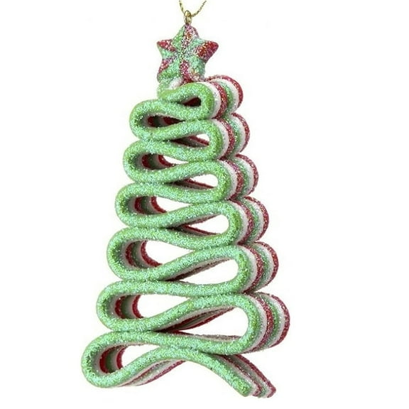 Regency International MTX67924 Green Red and White Ribbon Candy Tree Ornament 5 Inches