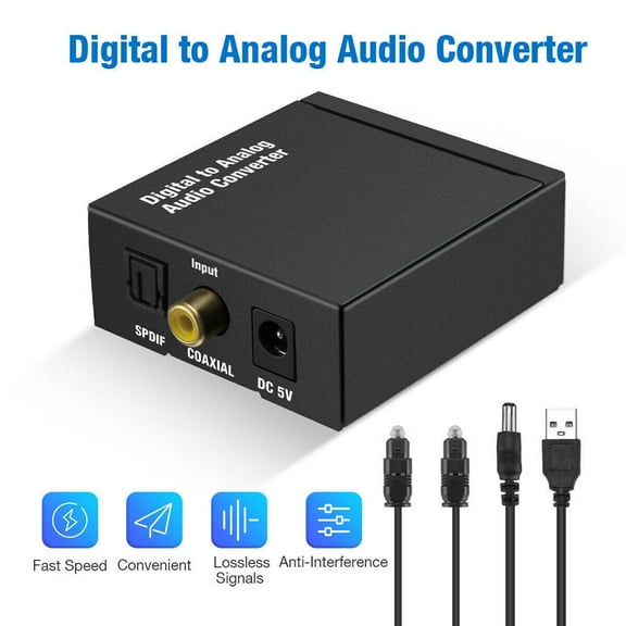 RCA L/R Audio Switching Optical Coaxial Toslink Digital to Analog Audio Converter Adapter