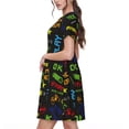 thumbnail image 2 of Balery Pixel Game Vestidos sueltos de manga corta para mujer, vestidos de verano 2025, vestidos casuales de corte A con vuelo., 2 of 6