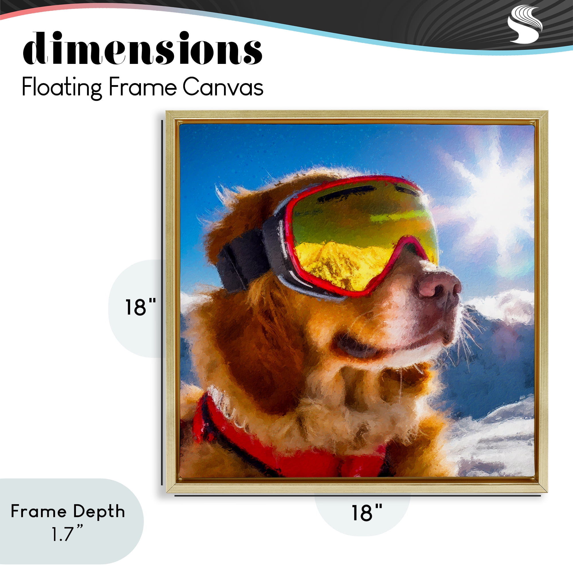 Stupell Industries Ski Goggles Retriever Gold Framed Floater Canvas Wall Art, design by Sean Parnell
