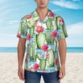 thumbnail image 4 of Easygdp Flowers and Cactus Men's Hawaiian Shirts Print Lapel Short Sleeve for Beach, vacation, party, casual occasions - Medium, 4 of 9