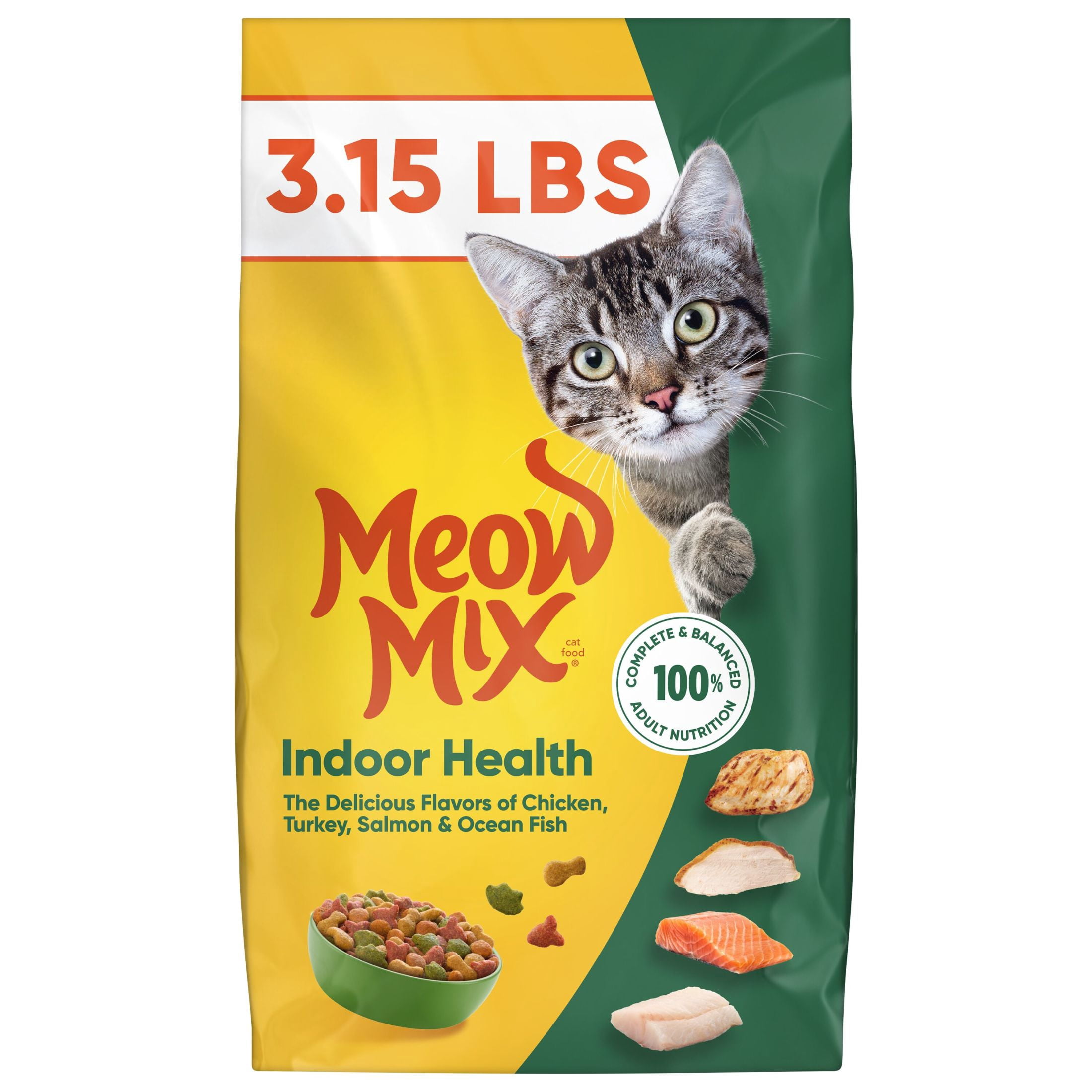 Meow Mix, Dry Cat Food, 3.15 lb, Hairball Control for Adult Cats