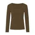thumbnail image 3 of Rhuody Spring Tops For Girls Long Sleeve Shirts Ribbed Layering Tops U Neck Slim Fit Basic Tee Undershirts Trend Wear Coffee 9-10 Years, 3 of 5