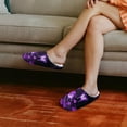 thumbnail image 3 of Psesaysky Slippers for Women Indoor Purple Butterfly Floral Print House Slippers Closed Toe Design Lightweight Sole Bedroom Shoes, Size 9-10, 3 of 7