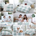 thumbnail image 6 of Aqua Plaid Duvet Cover Set, Spring Summer Farmhouse Buffalo Checkered Soft Duvet Cover Full Size Bedding Set 4 Pieces, 1 Quiltcover and 2 Pillowcases with Zipper, 1 Bed Sheet for All Seasons, 6 of 9