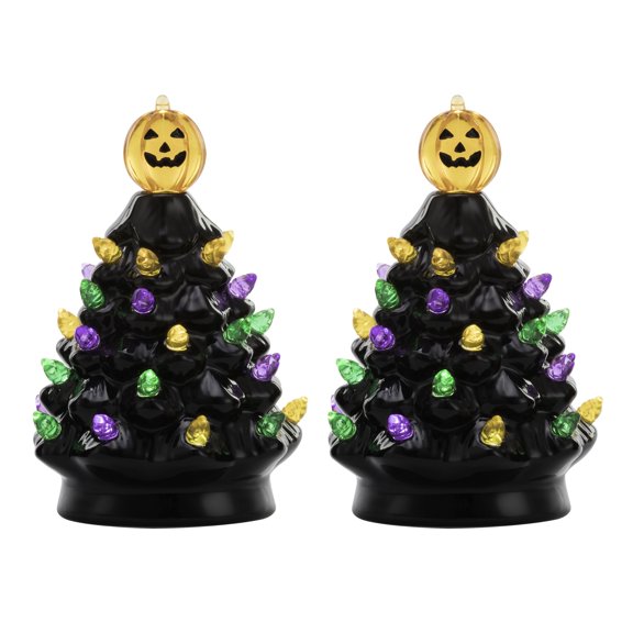 Mr. Halloween 5.4" Set of 2 Black Ceramic Halloween Trees