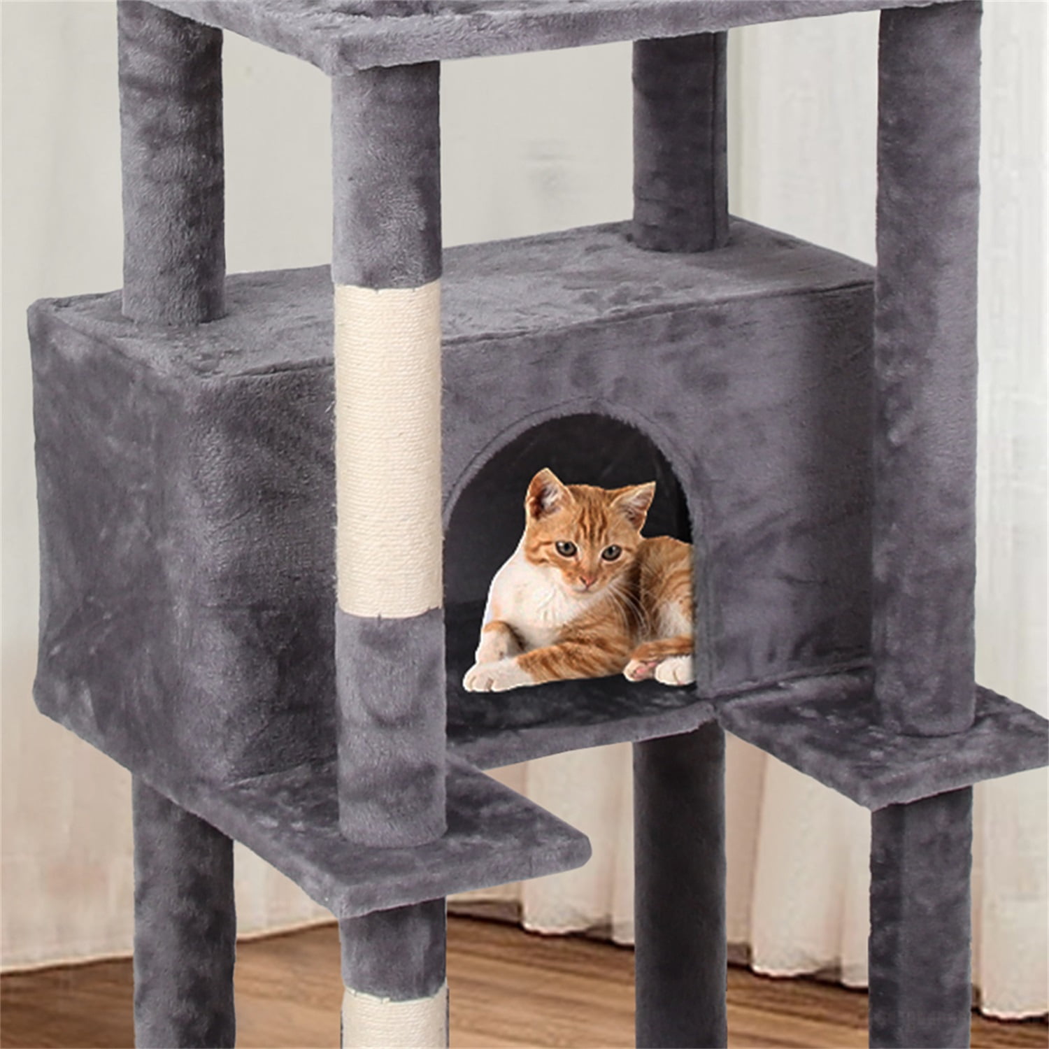 Pefilos 71" Multi-Level Cat Tree Tower for Indoor Cats, Cat Condo for Large Cats with Sisal-Covered Scratching Posts, Gray Pefilos 71" Multi-Level Cat Tree Tower for Indoor Cats, Cat Condo for Large Cats with Sisal-Covered Scratching Posts, Gray