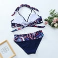 thumbnail image 6 of Elainilye Fashion Bikinis Sets for Women Sexy Flower Printing Backless Bikini Two-Pieces Swimwear Swimsuit Beachwear Set,Purple, 6 of 9