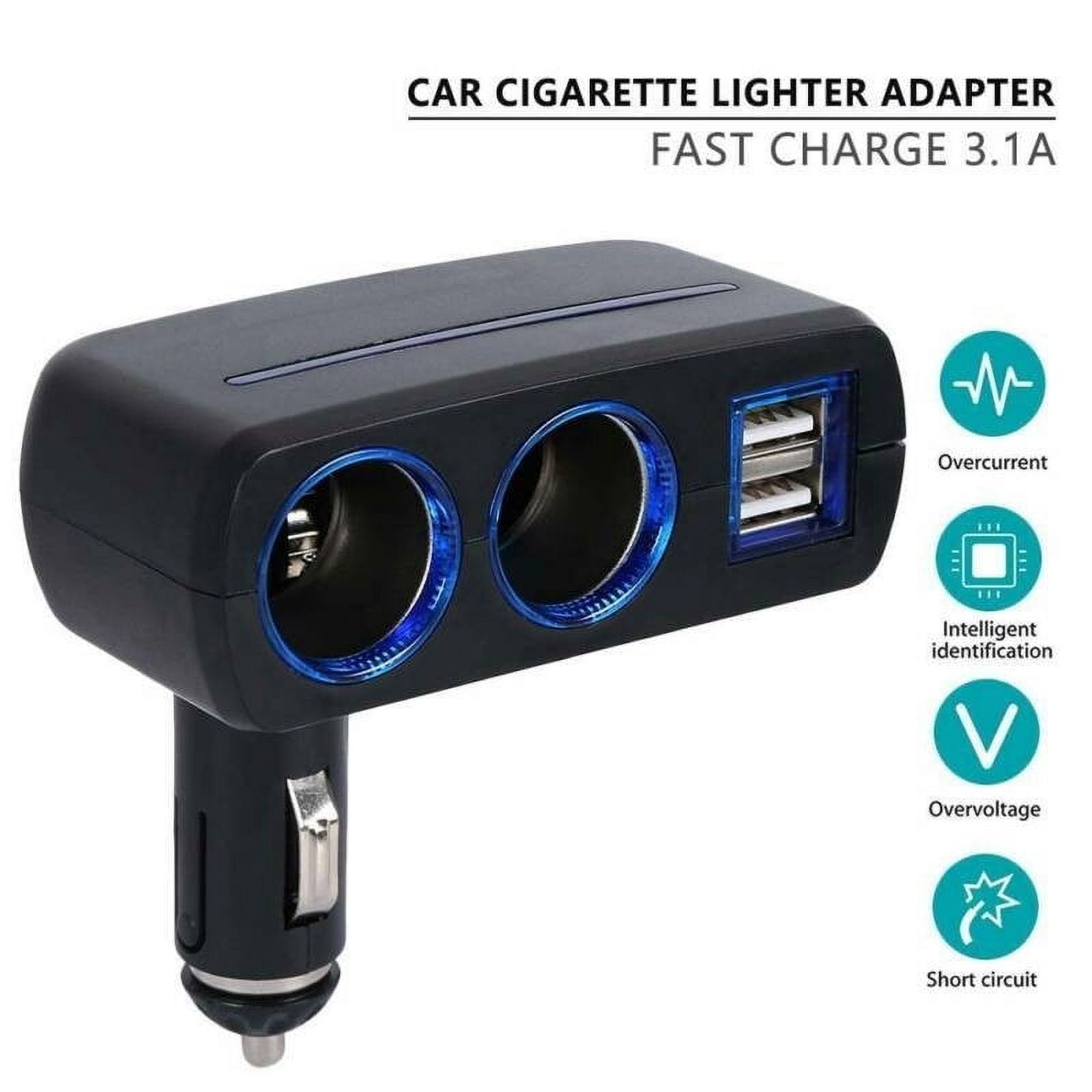 2 port cigarette lighter adapter 12V 2 Way Dual USB Car Charger Socket Cigarette Lighter Splitter Power  Adapter