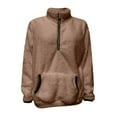thumbnail image 5 of BODOAO Women Sherpa Fleece Pullover Quarter Zip Long Sleeve Fluffy Soft Sweaters Jacket Plus Size Winter Coats with Pockets Fall Warm Oversized 3/4 Zip Pullover Sweatshirt Winter Tops Coat Coffee S, 5 of 5