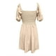 thumbnail image 5 of Vestido plisado con cuello cuadrado y mangas abullonadas para mujer - Vestido mini informal de verano en color liso - S-XXL, 5 of 5