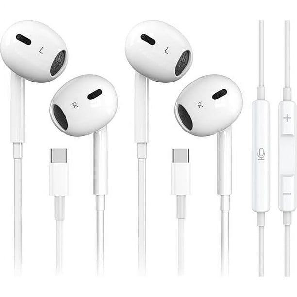 wonima11 2 Pack-USB C Headphones for iPhone 16/15 Type C Earbuds Wired Earphones with Mic & Remote Control Noise Cancelling for iPad Pro, Galaxy S23/S22/S21/S20/Ultra Note 10/20, Pixel 7/6/6a/5/4