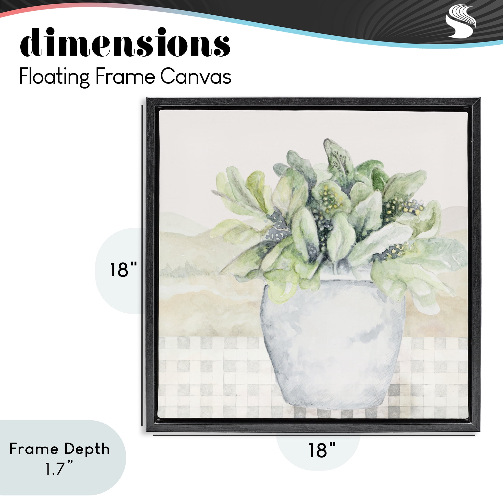 Stupell Industries Potted Farm Herbs Arrangement Black Framed Floater Canvas Wall Art, design by Janice Gaynor