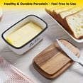 thumbnail image 5 of Butter Dish with Lid, Large Ceramic Butter Dish for Countertop, Butter Keeper with Thick Acacia Wood Lid, Kitchen Decor and Accessories for Kitchen Gift, 5 of 7