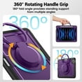 thumbnail image 5 of Decase for iPad Pro 11 Inch (2022/2021/ 2020/2018) Case,Rugged Shockproof Tablet Cover with 360° Rotating Hand Strap Foldable Hidden Stand,for iPad 11 (4th/ 3rd/ 2nd/ 1st) Generation,Purple, 5 of 7