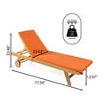 thumbnail image 3 of Mallorca 77.56"x23.62" Modern Classic Adjustable Acacia Wood Chaise Outdoor Lounge Chair with Cushion & Wheels, Orange/Natural, 3 of 9
