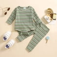 thumbnail image 2 of Newborn Baby Bodysuit Outfit Knit Long Sleeve Tops Set Infant Girl Fall Clothes, 2 of 7