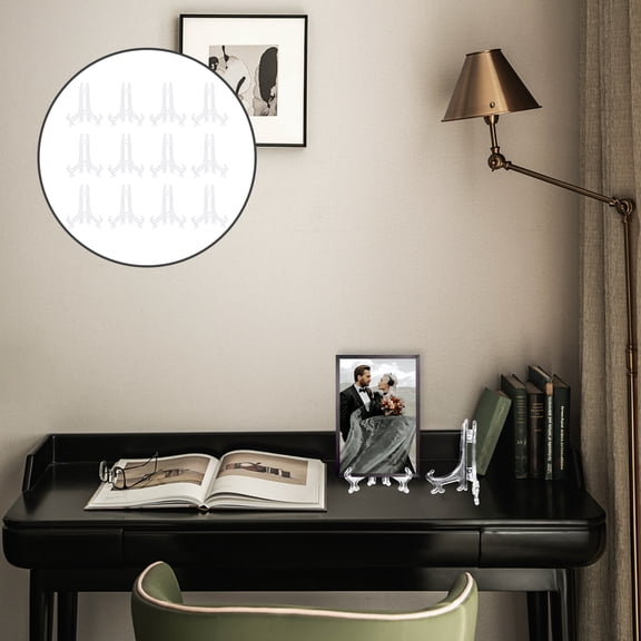 Homoyoyo Clear Plastic Easel Plate Holder, Stands for Home, Kitchen, and Office Use, 12 Pieces