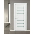 thumbnail image 3 of Solid French Door Frosted Glass 42 x 96 inches | Quadro 4266 White Silk | Single Regular Panel Frame Trims Handle | Bathroom Bedroom Sturdy Doors, 3 of 6