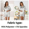 thumbnail image 5 of Short Sleeve Satin Pajama Set for Women - Button Down Sleepwear Top with Shorts Valentine's Gift Pajamas Set 2 Piece Silk Loungewear,S-XXL, 5 of 13
