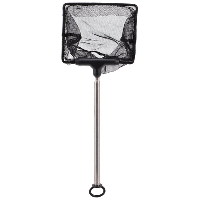 SHISUYAN Mesh Fish Tank Net with Long Handle Telescopic Fine Mesh Fishnet with Extendable 27.5-50.5cm Long Handle for Aquarium Lakes Ponds Fish Tank (8x10cm)