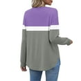 thumbnail image 5 of Womens Long Sleeve Henley Shirts Curved Hem Casual Color Block Tunic Tops with Pocket Fall Winter Trendy Clothes, M Gray, 5 of 7