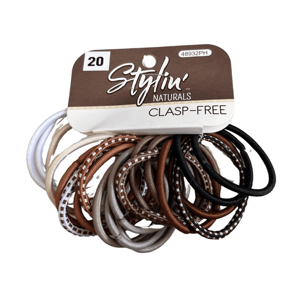 20 Pack Clasp Free Hair Elastics, Durable Stretchy Hair Ties for All Hair Types, Firm, Comfortable Hold, No Snag, Slip, Everyday Use, Active Wear, Casual, Stylish, Natural Tones