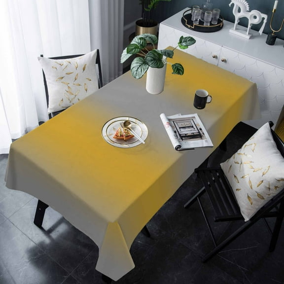 Yellow Ombre Tablecloth Rectangle Table Cloth 60x120 , Waterproof Tablecloth Outdoor Table Cloth, Grey Modern Art Farmhouse Washable Table Cover for Kitchen Dining Party