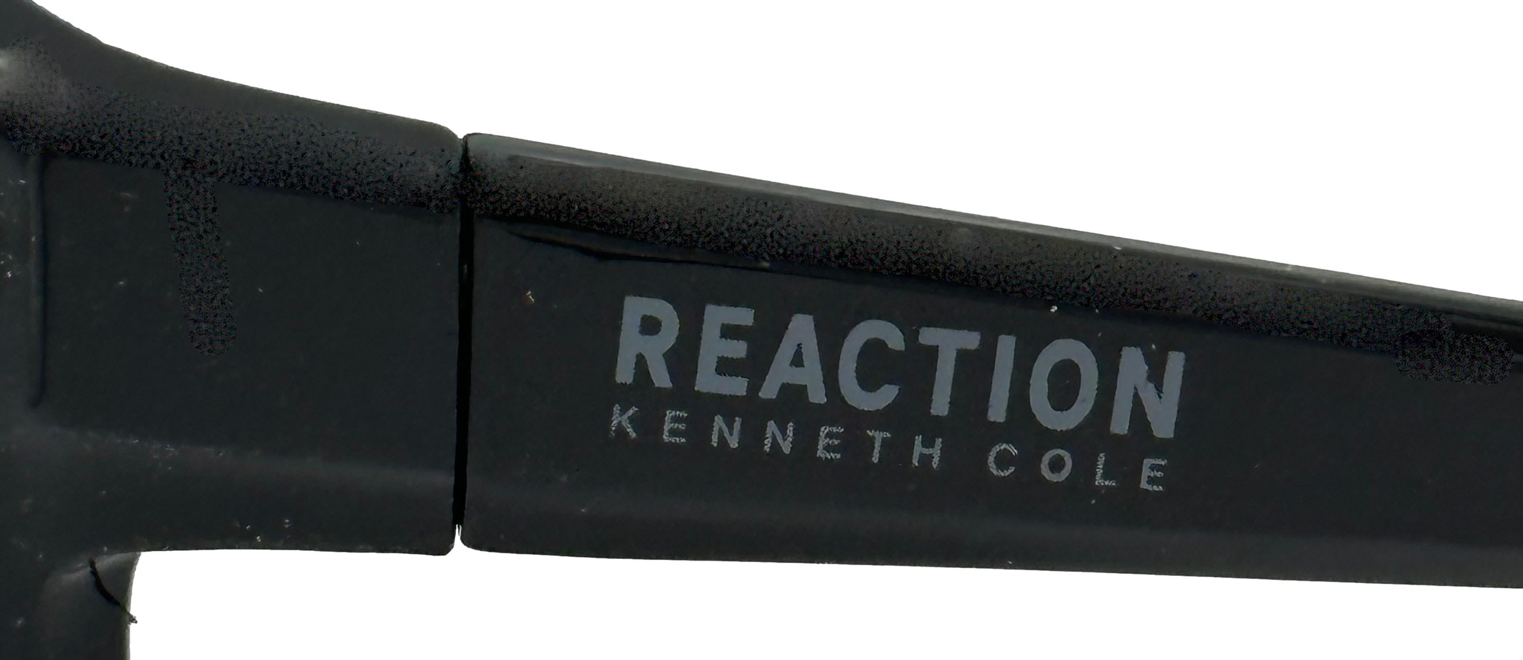 Kenneth Cole Reaction Mens S. Black Rectangle Wrap Plastic Sunglass KC1436. 1B