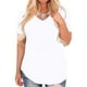 thumbnail image 5 of Camiseta de mujer Jumpingount con cuello en V Blusa casual de manga corta color Blanco 5XL, 5 of 6