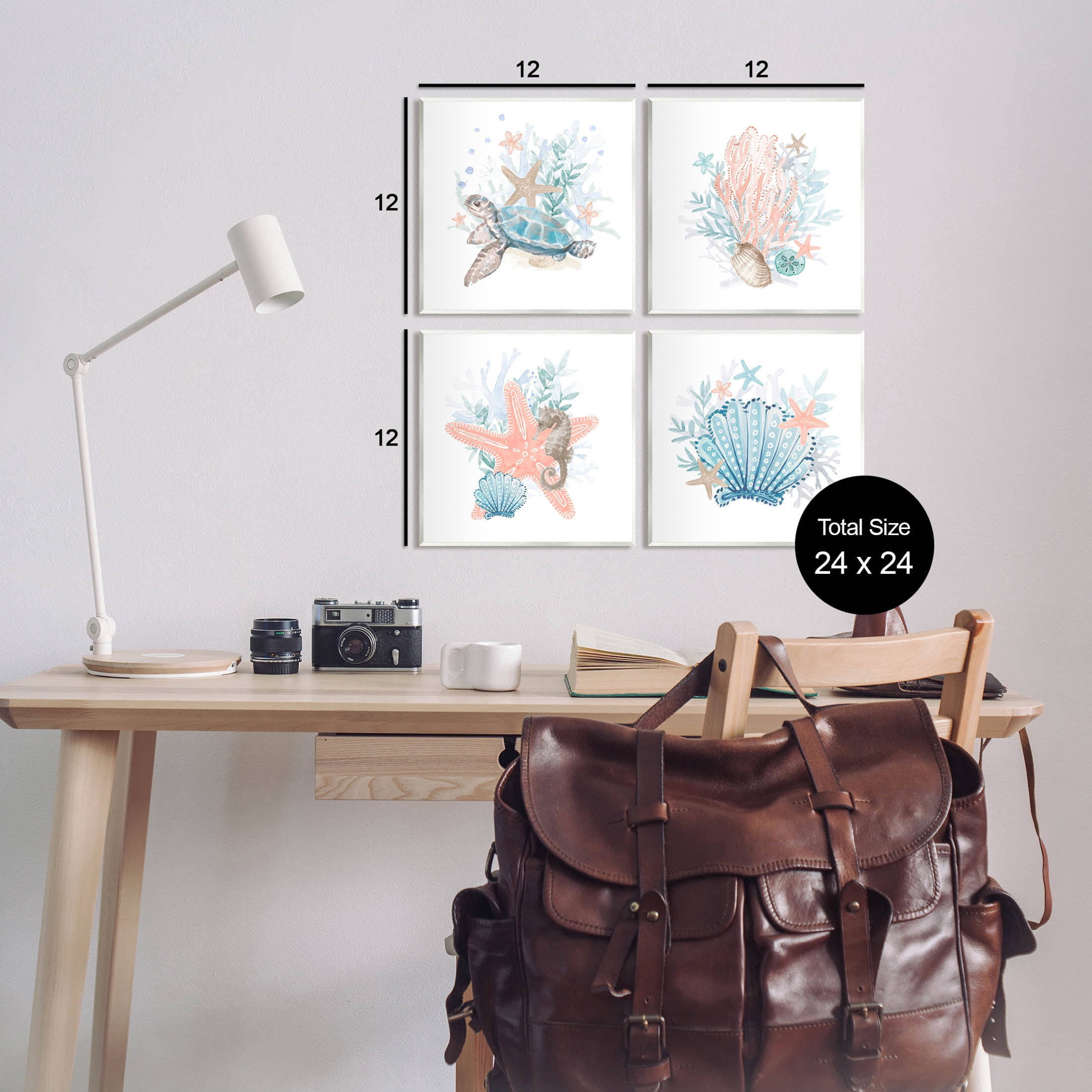 Various Sea Life Nautical Coral Reef Animals & Insects Graphic Art Unframed Art Print Wall Art, Set of 4