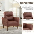thumbnail image 4 of Lohoms Modern Faux Leather Club Chair with Wood Legs, Brown, 4 of 9