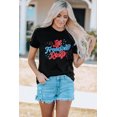 thumbnail image 1 of POGLIP Noir Laisser la Liberté Anneau Étoile Imprimé Col Rond Graphique Tee-Shirt, 1 of 6