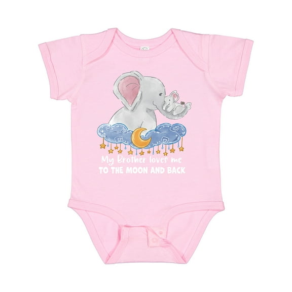 Inktastic My Brother Loves me to the Moon and Back Elephant Family Boys or Girls Baby Bodysuit